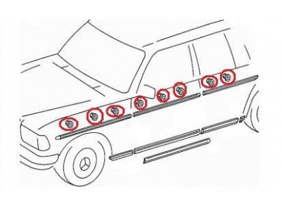 Mercedes-Benz W123 - Mola de fixação para friso embelezador