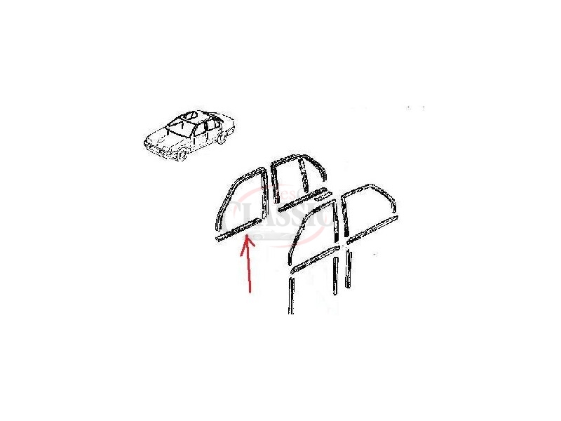 Renault 19 - Raspador interior de vedação do vidro porta frente esquerda (720mm)