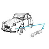 Citroen 2CV / Citroen AK - Suporte de fixação do farolim frente esquerdo