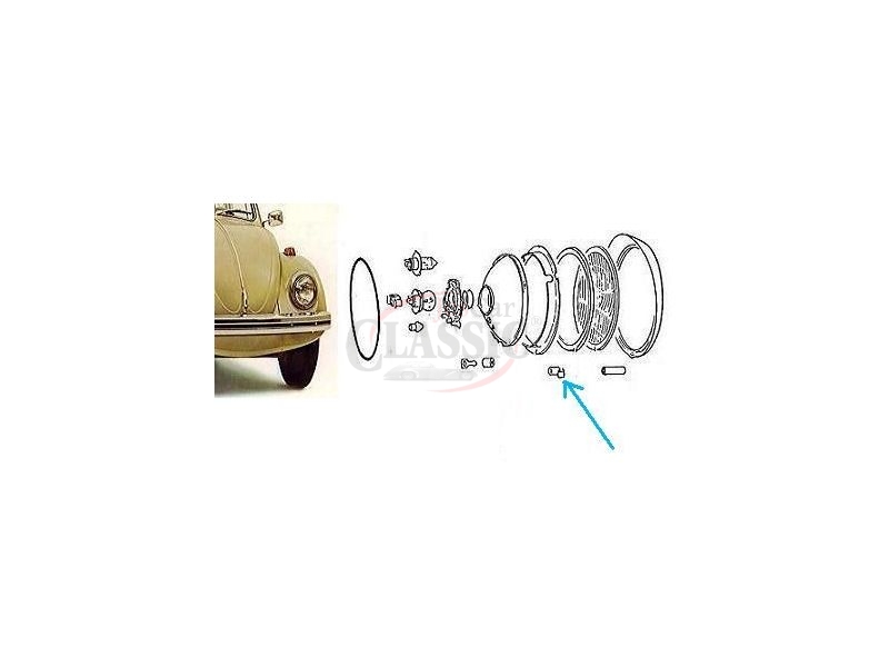 VW Carocha 67-73 - Mola de fixação do aro vidro farol principal