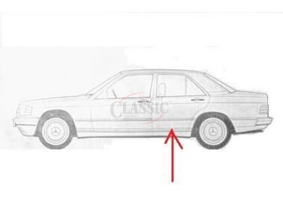 Mercedes-Benz W201 190 - Friso embelezador inferior da porta traseira esquerda