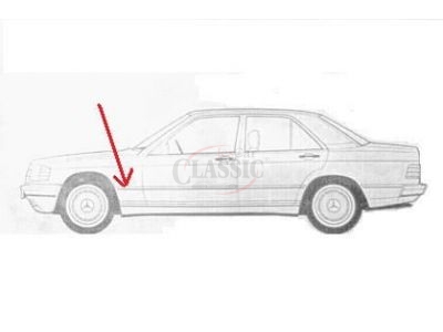 Mercedes-Benz W201 190 - Friso embelezador central do guarda lamas frente esquerdo