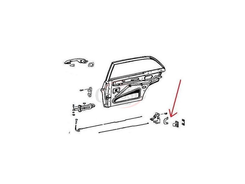 Mercedes-Benz W108 / Mercedes-Benz W115/8 - Espelho do mecanismo da fechadura porta direita