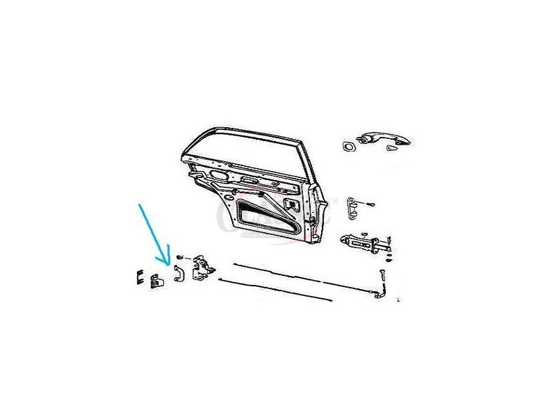 Mercedes-Benz W108 / Mercedes-Benz W115/8 - Espelho do mecanismo da fechadura porta esquerda