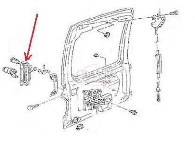 Seat Inca / VW Caddy II - Manipulo de abertura porta exterior tras esquerda