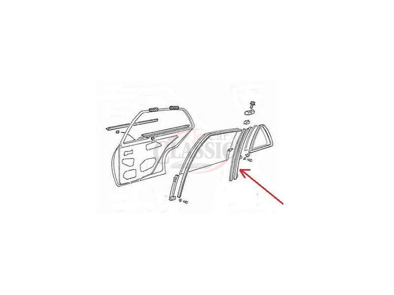 Peugeot 205 / Peugeot 309 - Calha de prumo guia do vidro porta traseira direita