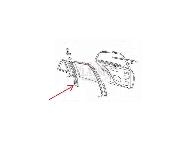 Peugeot 205 / Peugeot 309 - Calha de prumo guia do vidro porta traseira esquerda