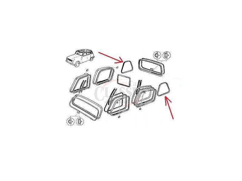 Renault 4 - Borracha do vidro lateral (fixo) direito / esquerdo