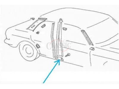 Mercedes-Benz W123 - Guarnição de acabamento do pilar direito (AZUL)