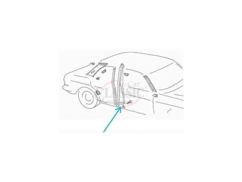 Mercedes-Benz W123 - Guarnição de acabamento do pilar direito (AZUL)