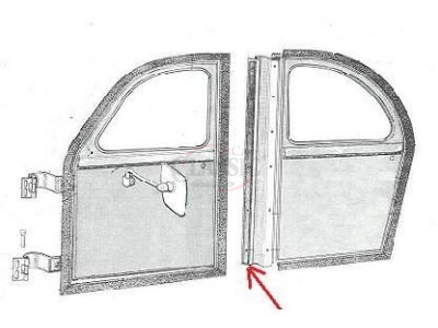 Citroen 2CV -Borracha vertical entre as portas (PRETO)