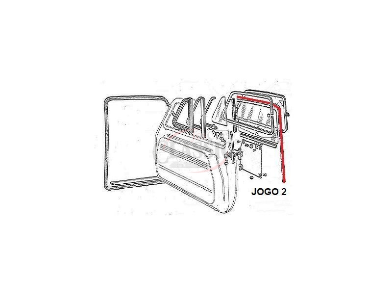 Fiat 600 - Jogo de (2) calhas de guia do vidro porta