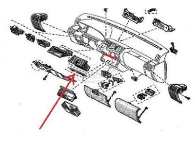 Renault Clio I - Moldura do tablier / consola central