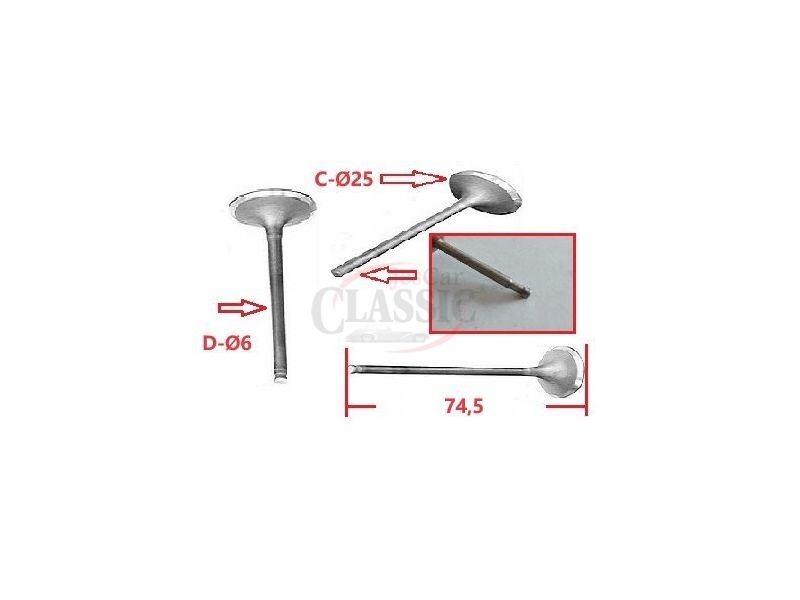 Renault 4CV / Renault Dauphine - Válvula de escape (25x6x74,5)