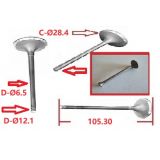 Ford Anglia / Ford Prefect - Válvula de escape (Ø28.4x6.5x12.x1x105.30)