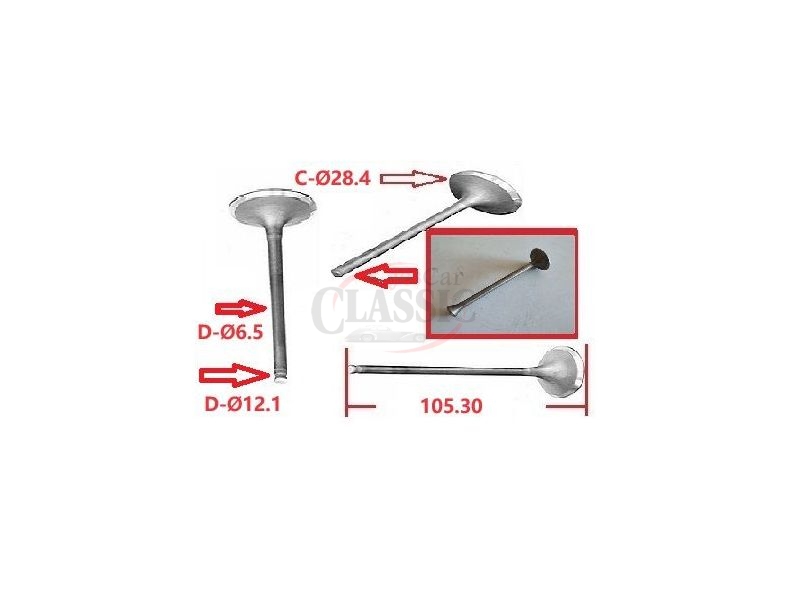 Ford Anglia / Ford Prefect - Válvula de escape (Ø28.4x6.5x12.x1x105.30)