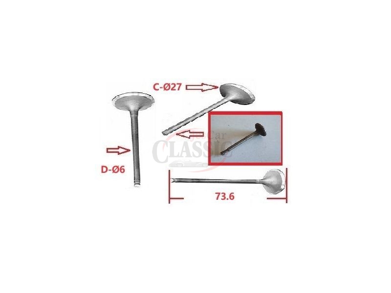 Renault 4CV / Renault Dauphine / Renault Juvaquattre - Válvula de admissão (Ø27x6x73.6)