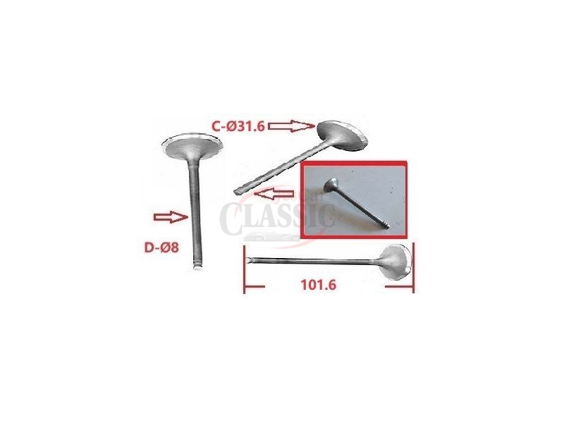 Aplicação Desconhecida - Válvula de admissão / Escape (Ø31.6x8x101.6)