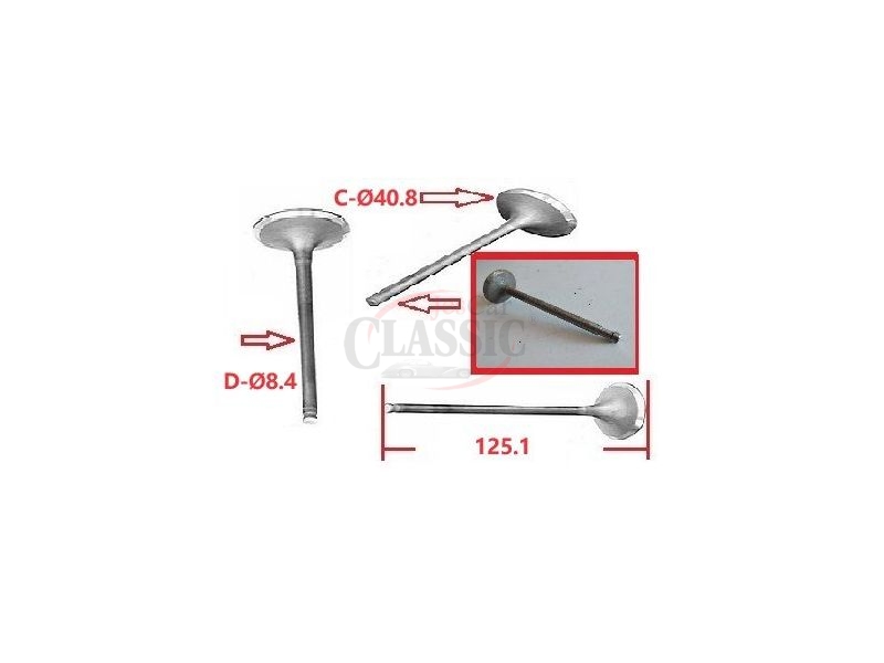 Austin 16 / Morris Oxford - Válvula de admissão (Ø40.8x8.4x125.1)