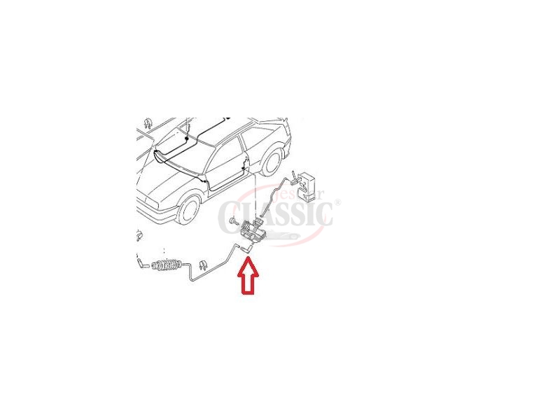 VW Corrado - Tubo de ligação do actuador / Pistola do fecho central (Cotovelo)