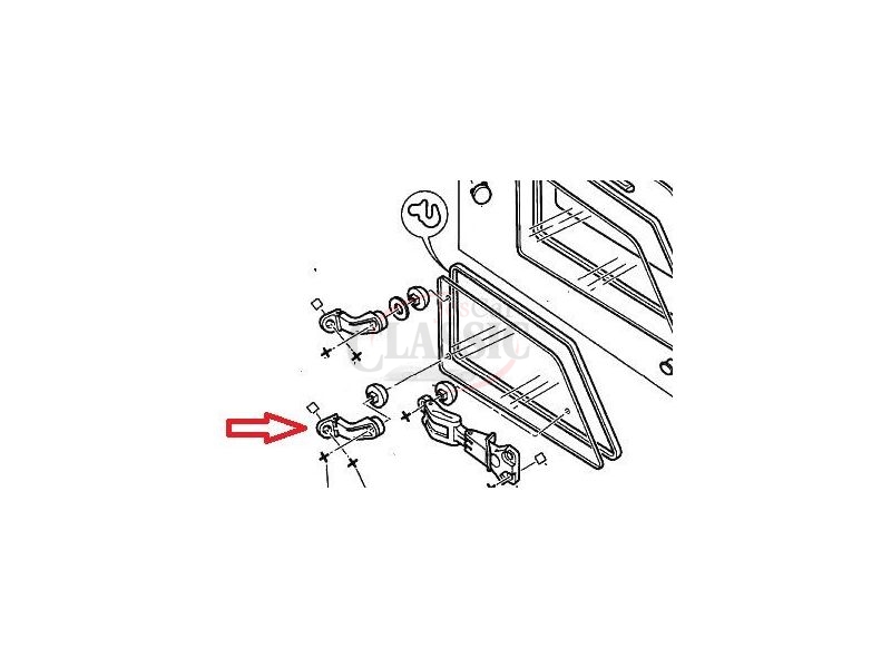 Citroen AX / Peugeot 205 - Dobradiça inferior do vidro lateral esquerdo (móvel)
