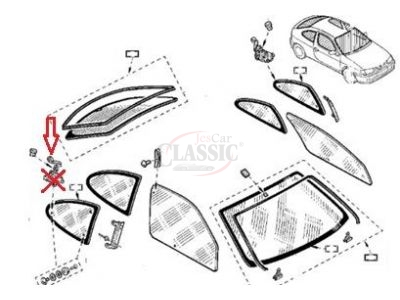 Renault Megane Coupe - Articulação de abertura/Fecho vidro lateral  direito (móvel)