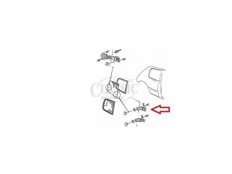 Citroen AX / Peugeot 205 - Dobradiça superior do vidro lateral direito (móvel)