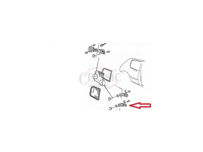 Citroen AX / Peugeot 205 - Dobradiça inferior do vidro lateral direito (móvel)