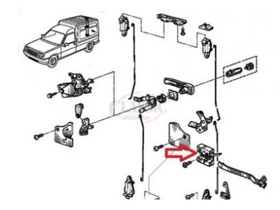 Renault Express - Mecanismo de fecho/limitador das portas traseira