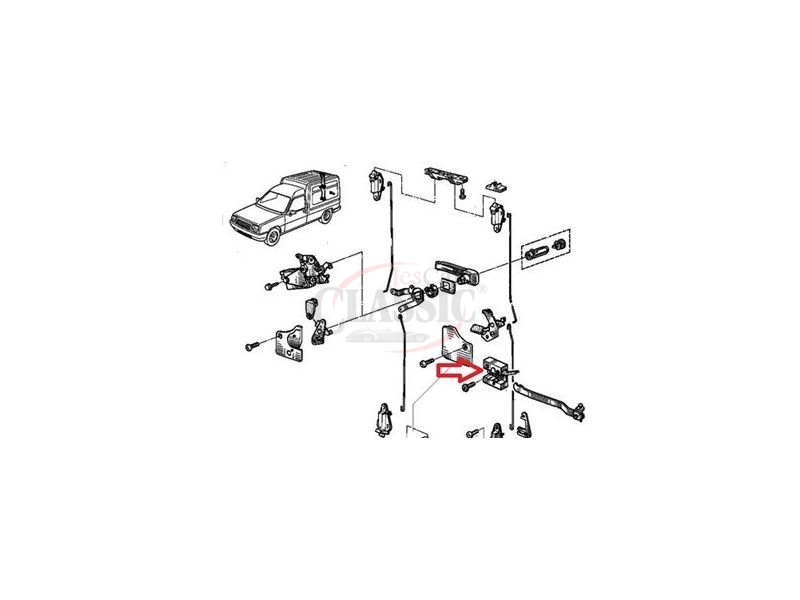 Renault Express - Mecanismo de fecho/limitador das portas traseira