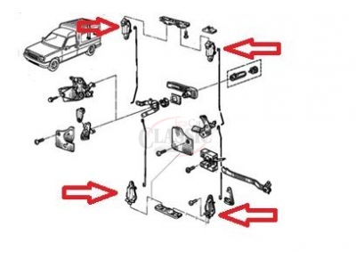 Renault Express - Mecanismo de fecho/trinco das portas traseiras direita / esquerda