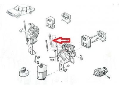 Renault 9 / Renault 11 - Guia de mecanismo fechadura porta (78mm)