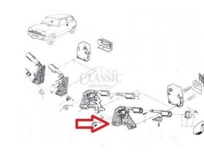 Renault 5 Alpine - Mecanismo de fechadura porta esquerda (3 Portas -1976)