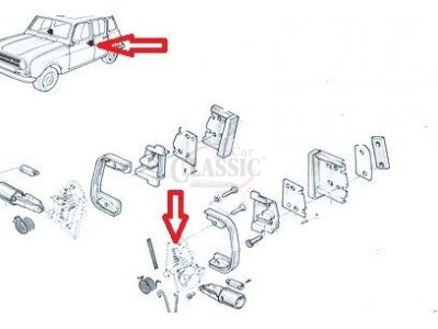 Renault 4 - Mecanismo da fechadura porta frente esquerda (NEIMAN)