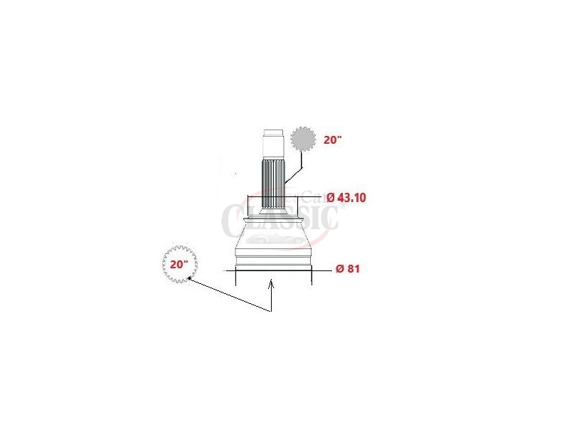 Autobianchi A112 / Fiat 127 / Fiat 128 / Fiat X1/9 - Junta homocinética + Fole Junto á roda (20")