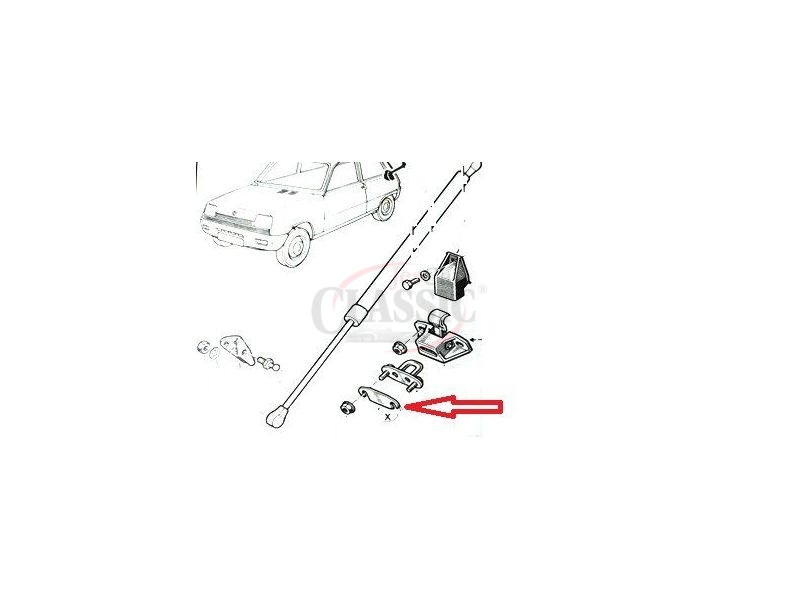 Renault 5 - Calço de afinação do guia batente mala (2mm)