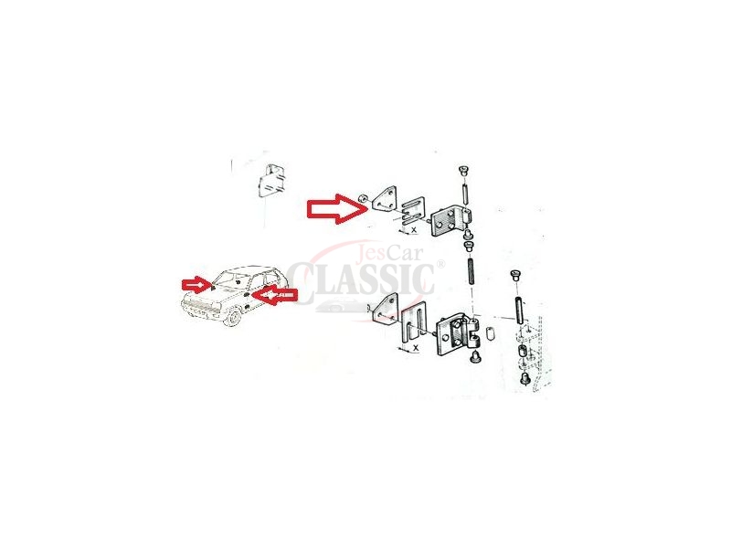 Renault 5 - Contra placa de fixação das dobradiças porta superiores frente (3.5mm)