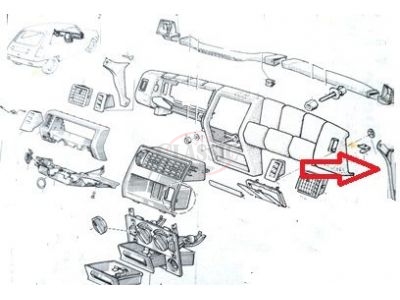 Renault 5 - Guarnição de acabamento de pilar (coluna/tablier) frente direito