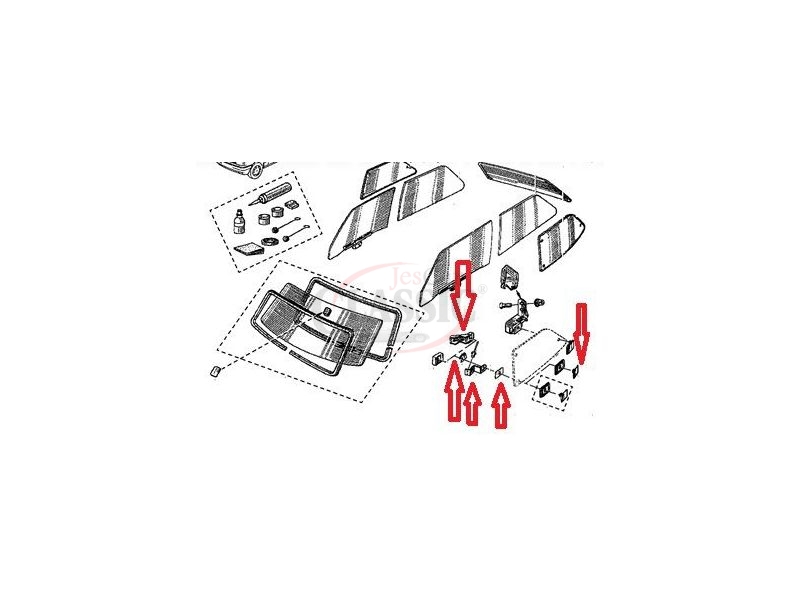 Renault Super 5 GT Turbo - Jogo (5) pontos de fixação do vidro lateral (móvel)